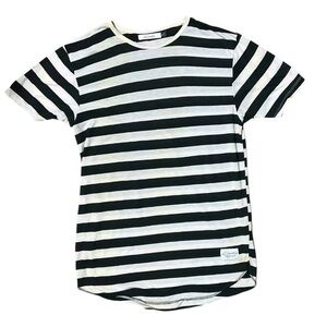 ⚫️⚪️ Kinetix Striped Longline Tee M 🧨 Street Luxe Cotton 🔥 Drip Ready